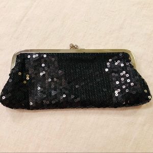 Ann Taylor LOFT Sequined Black Clutch